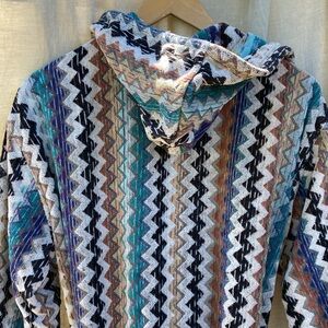 Missoni bath robe terry zig zag chevron turquoise L